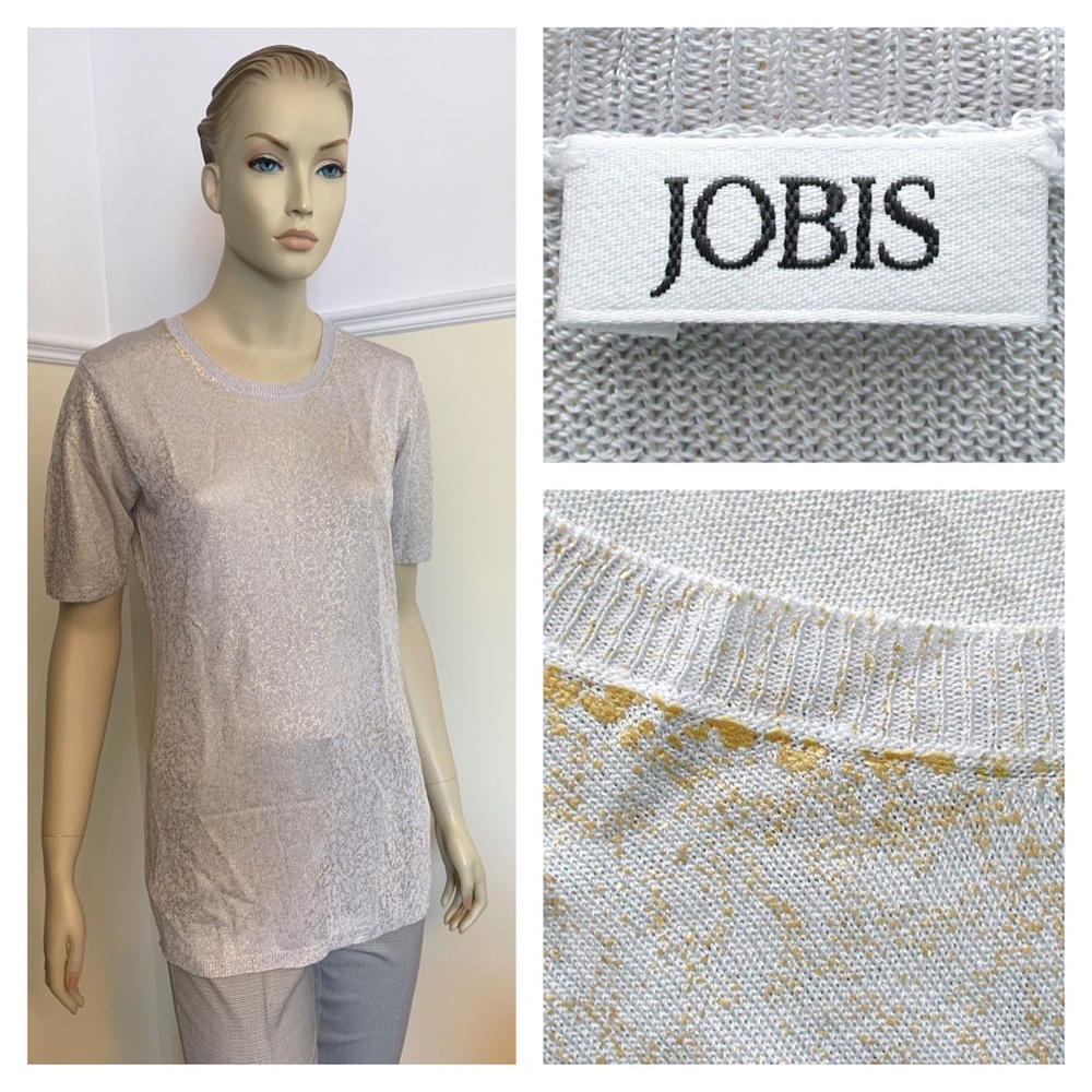 JOBIS light gray & gold viscose top 38
